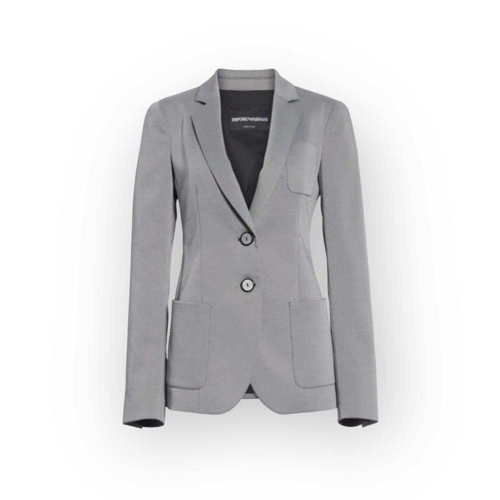 new Emporio Armani ⌘ Tailored Textured Patch Pocket Stretch Blazer ⌘ Mini Checks - Picture 8 of 17